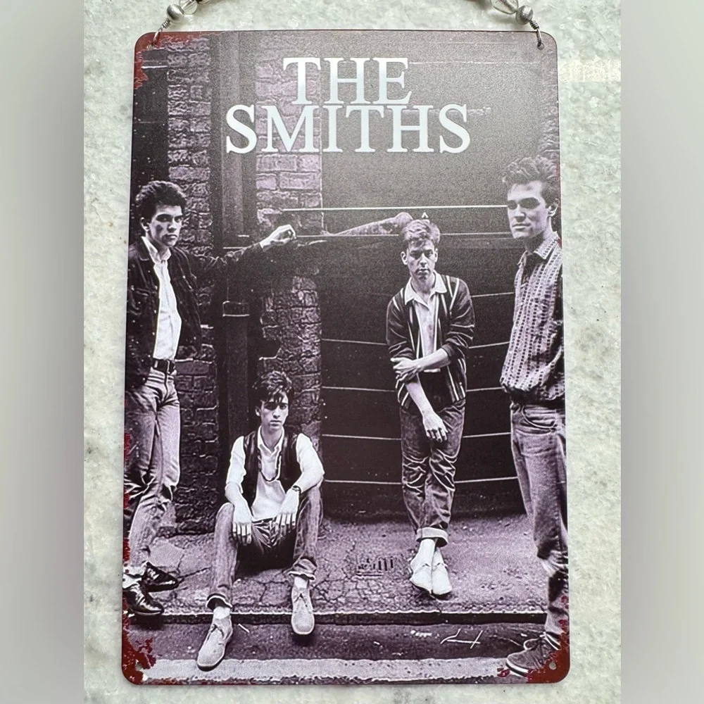 New The Smiths Band 80s Inspired Metal Wall Sign w/ Beaded Hanger - 8” x 12”